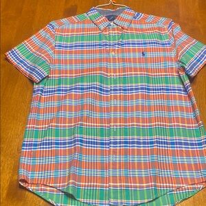 Ralph Lauren Orange and Blue Button Down Shirt with Preppy Style